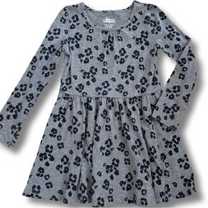 Girls cotton leopard print long sleeve dress size S 6/6X